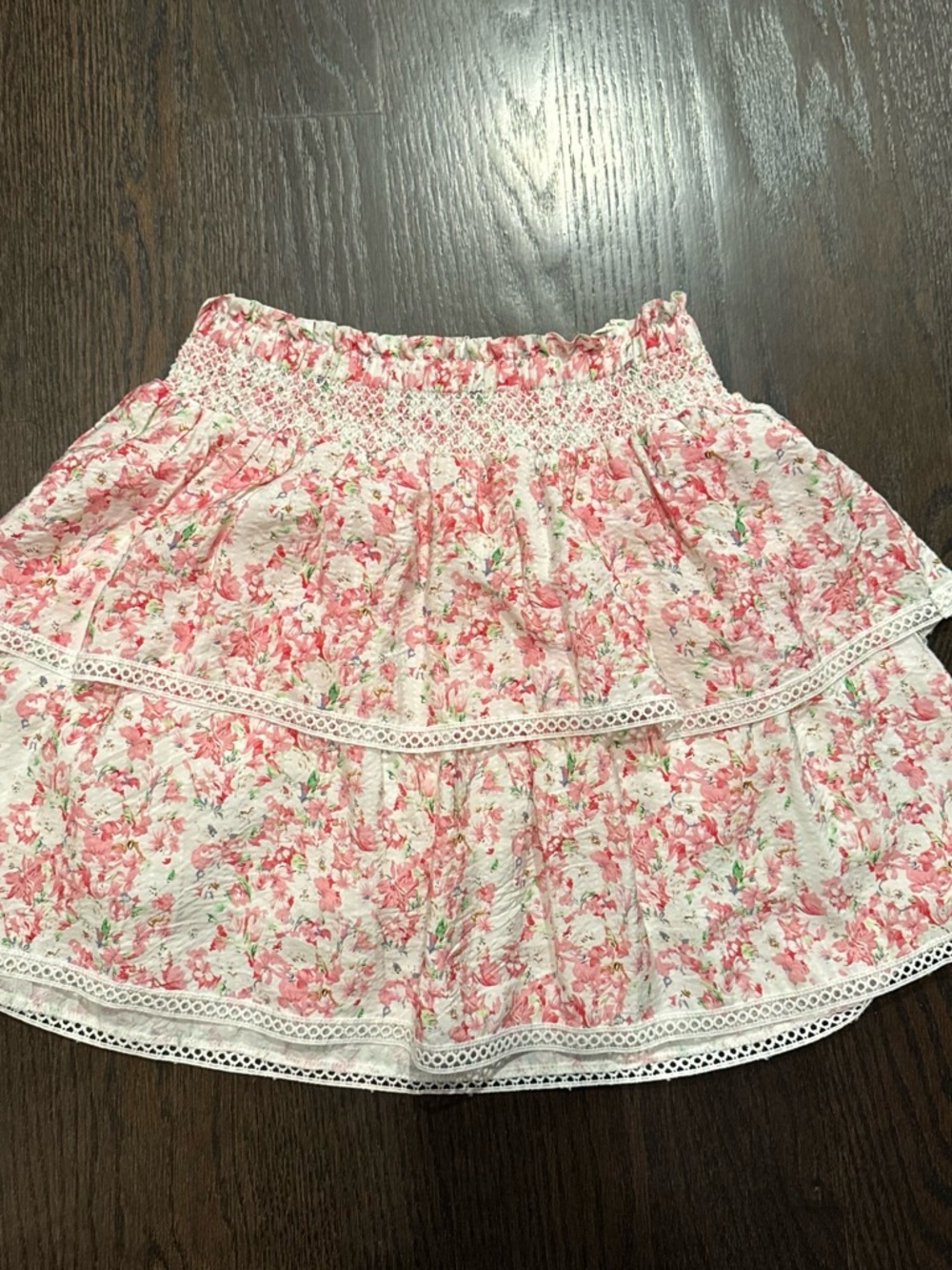 Katie J NYC Pink Floral Tiered Skirt